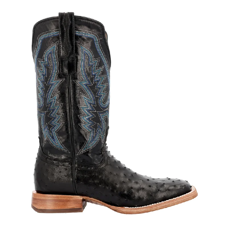 PRCA Collection Full-Quill Ostrich Embroidered Square Toe Cowboys Boots