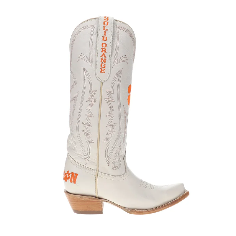 Clemson University Gameday Embroidered Logo Snip Toe Cowboy Boots