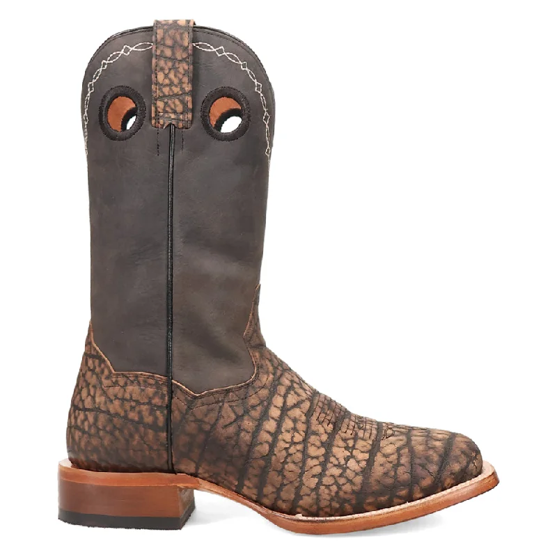 Murray Embroidered Bison Square Toe Pull On Cowboy Boots