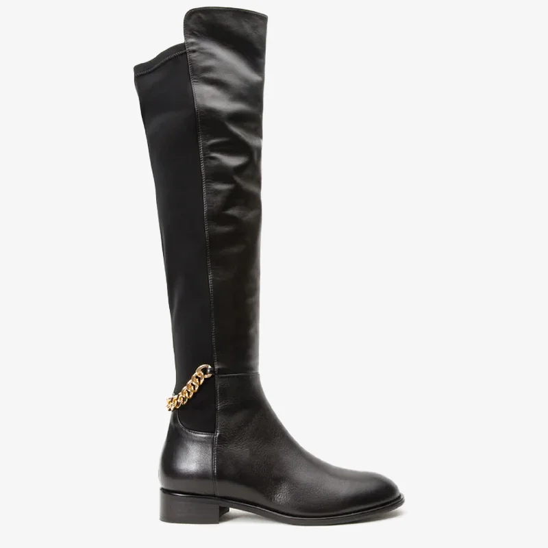 The Tallin Black Leather Knee High Women Boot