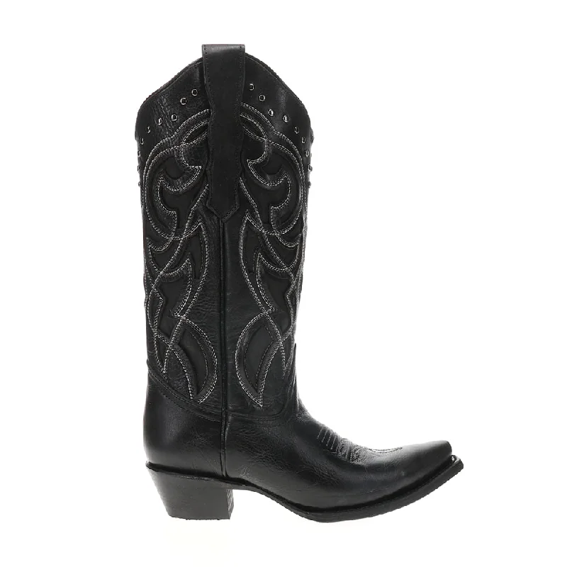 Embroidered & Studded Overlay Snip Toe Cowboy Boots