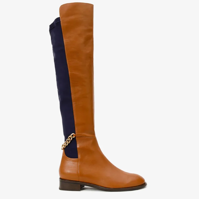 The Tallin Tan Leather Knee High Women Boot