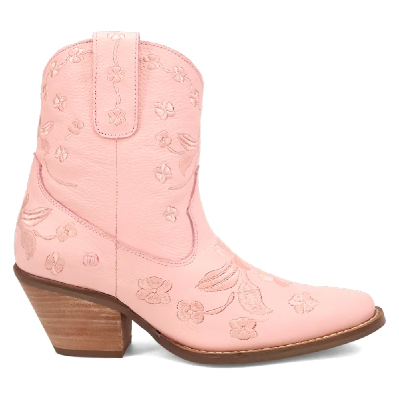 Sweetheart Floral Embroidered Snip Toe Pull On Cowboy Booties