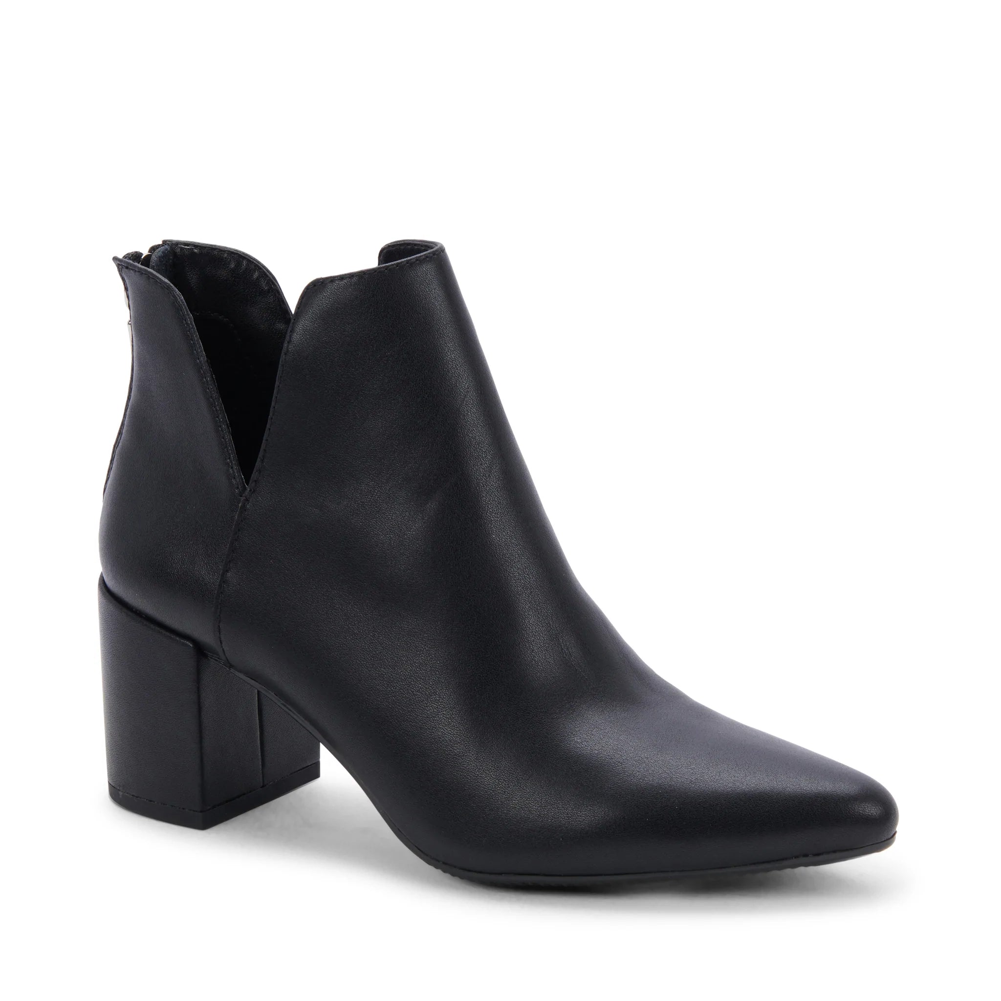 The Mid Stack Heel Bootie in Black