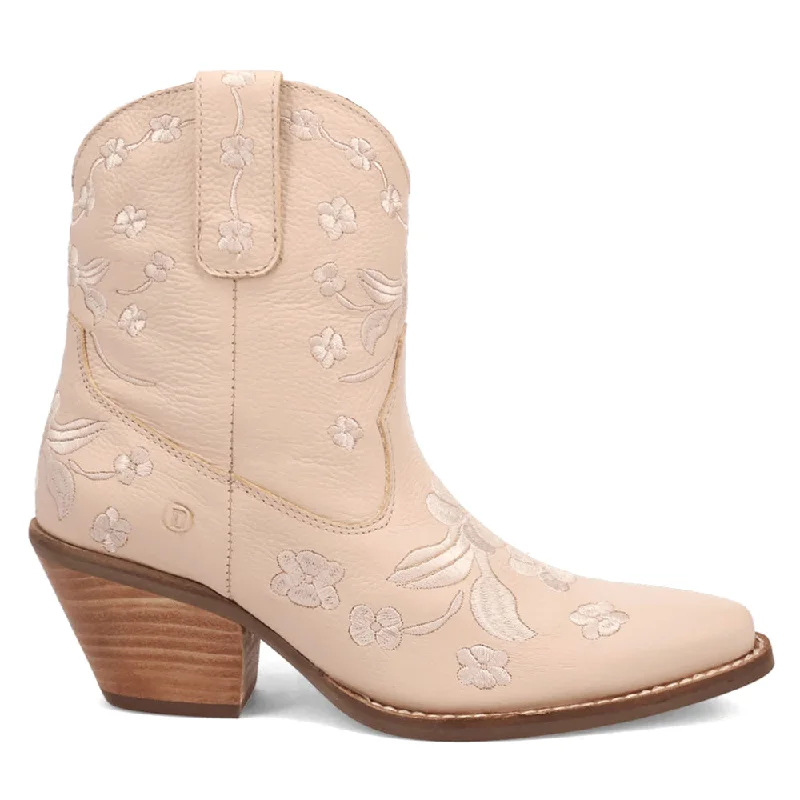 Sweetheart Floral Embroidered Snip Toe Pull On Cowboy Booties