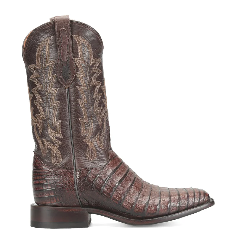 GS 12 Inch French Caiman Square Toe Pull On Cowboy Boots