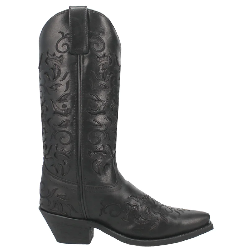 Night Sky Tooled-Inlay Glitter Snip Toe Cowboy Boots