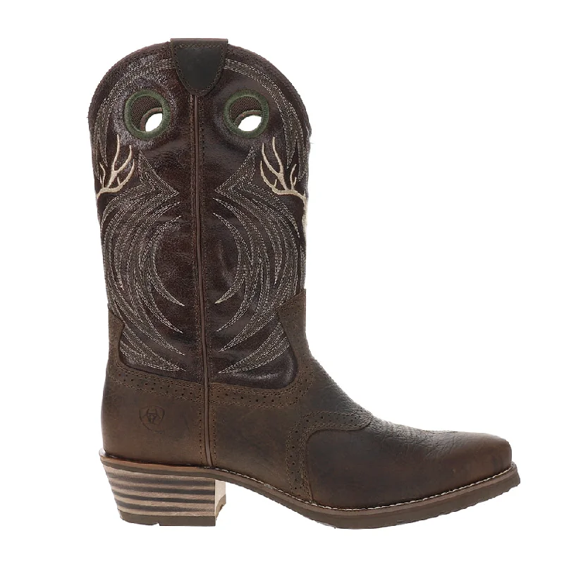 Hybrid Roughstock Antler Embroidered Snip Toe Pull On Cowboy Boots