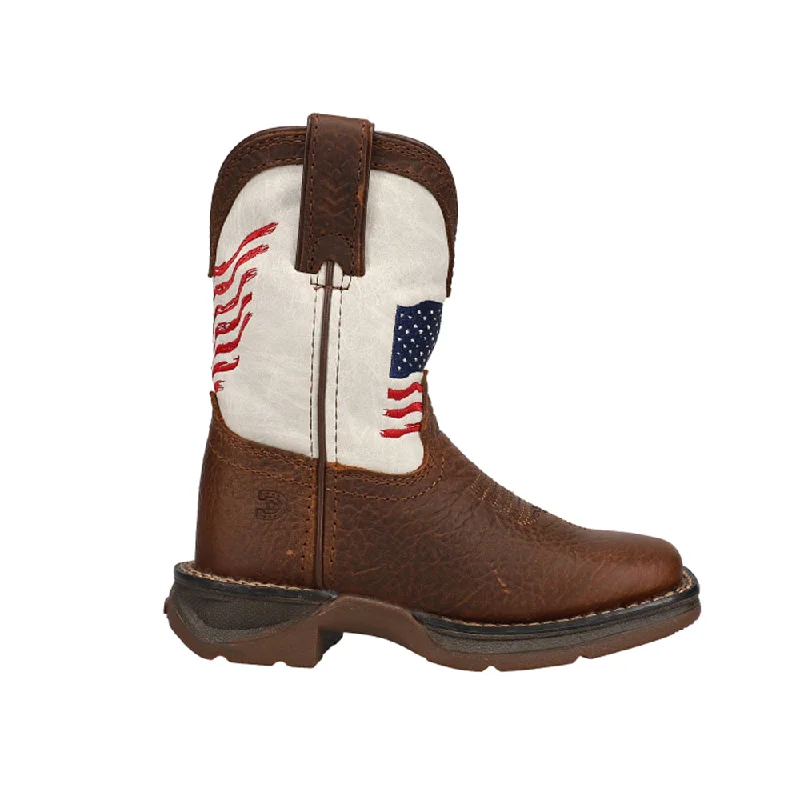 Distressed Flag Patriotic Cowboy Square Toe Boots (Toddler-Little Kid)