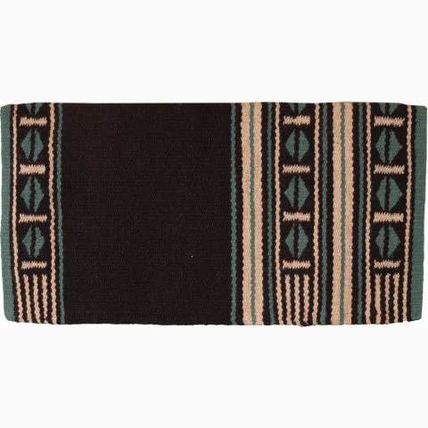 Mustang Black and Turquoise New Zealand Wool Blanket