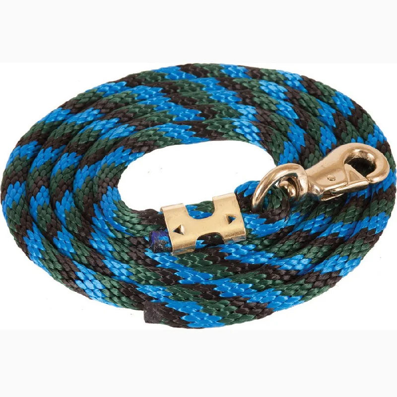 Mustang Black Green and Blue 9' Poly Lead Rope With Bull Snap