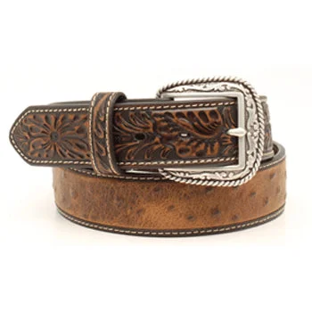 Ariat Men's Bay Ostrich Floral Belt