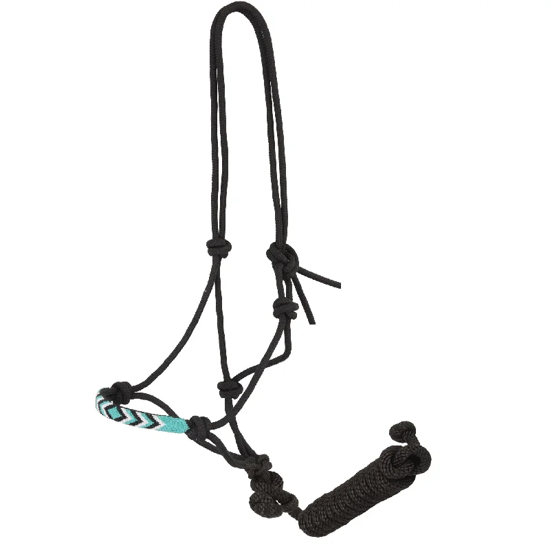 Oxbow Black Rope Halter with Turquoise Beaded Nose