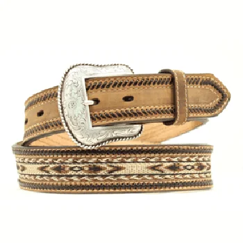 Nocona Men's Brown and Cream Aztec Hair Belt