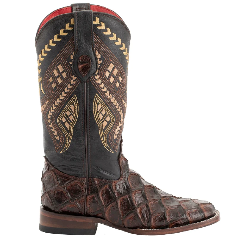 Bronco Pirarucu Square Toe Cowboy Boots