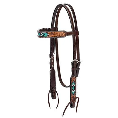 Weaver Leather Turquoise Floral Browband Headstall