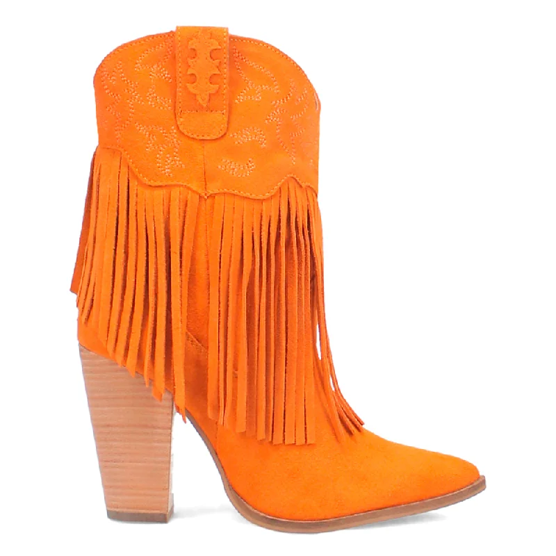 Crazy Train Fringe Embroidery Snip Toe Cowboy Booties