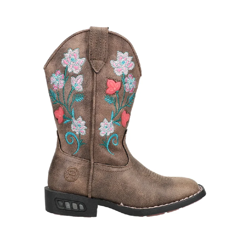 Dazzle Floral Lights Square Toe Cowboy Boots (Little Kid-Big Kid)