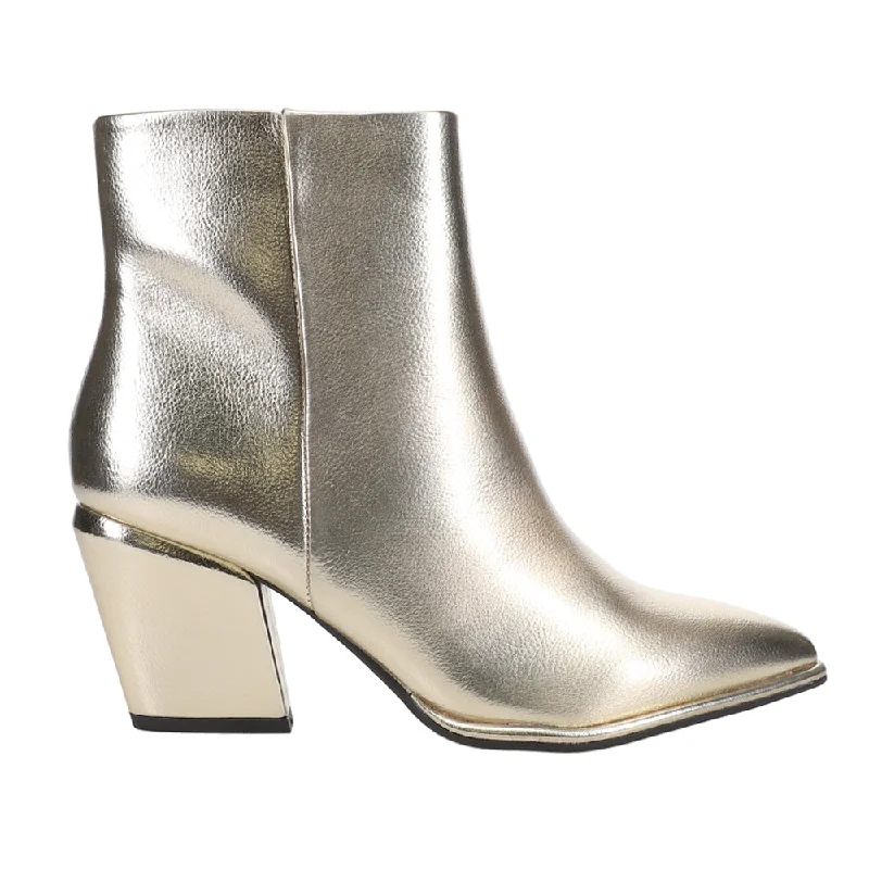 Domina Metallic Pointed Toe Zippered Booties