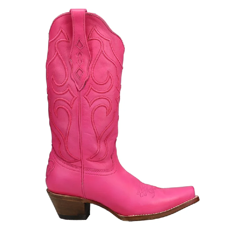 Fuchsia Embroidered Snip Toe Cowboy Boots