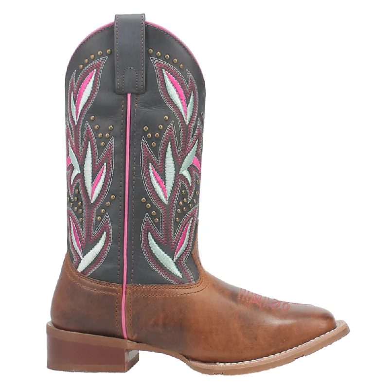 Lydia Embroidered Studded Square Toe Cowboy Boots