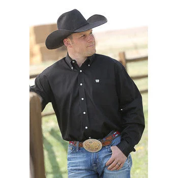 Cinch Men's Solid Black Long Sleeve Button Down Shirt