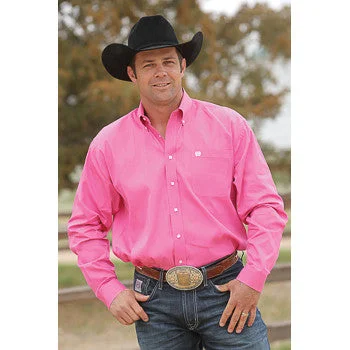 Cinch Men's Solid Pink Long Sleeve Shirt