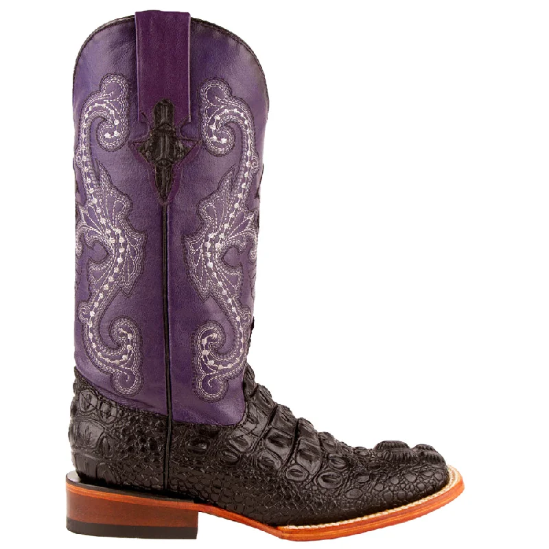 Rancher Caiman Embroidered Square Toe Cowboy Boots