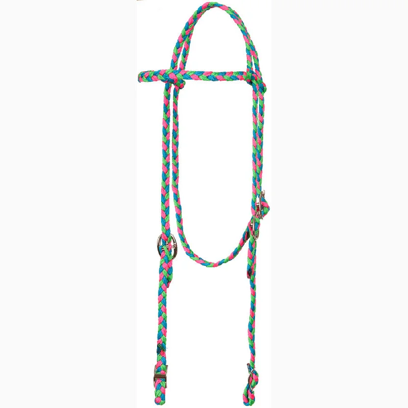 Mustang Pink, Turquoise, and Lime Browband Headstall