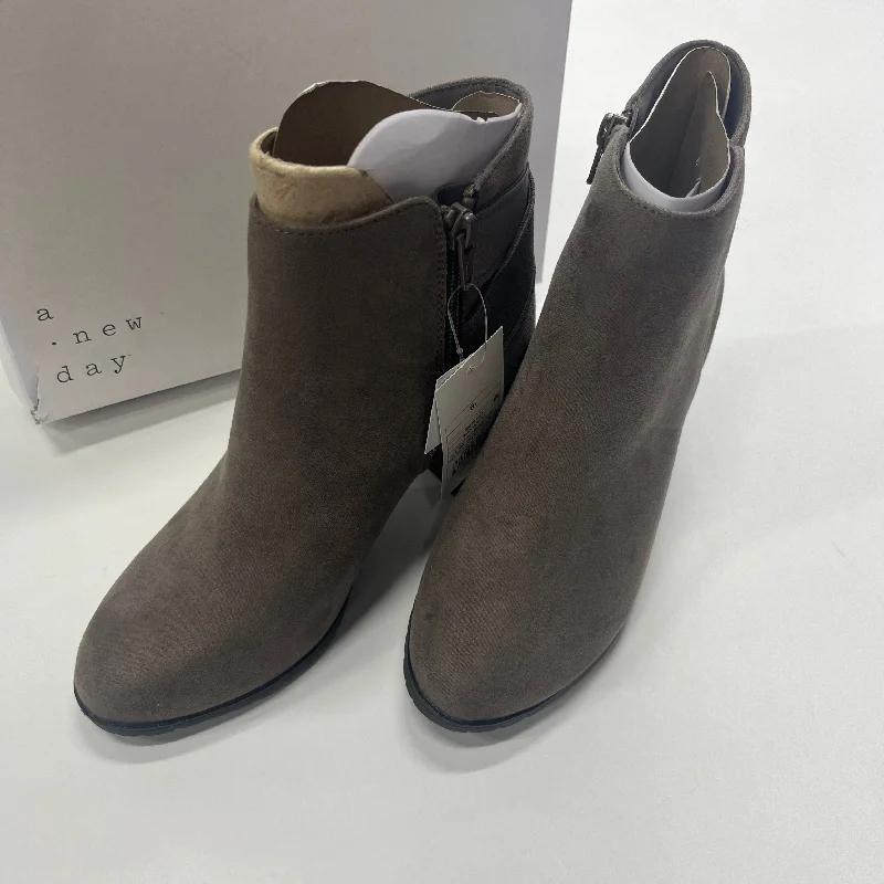 Taupe Boots Ankle Heels A New Day, Size 6.5