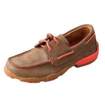 Twisted X Youth Brown and Coral Driving Moc