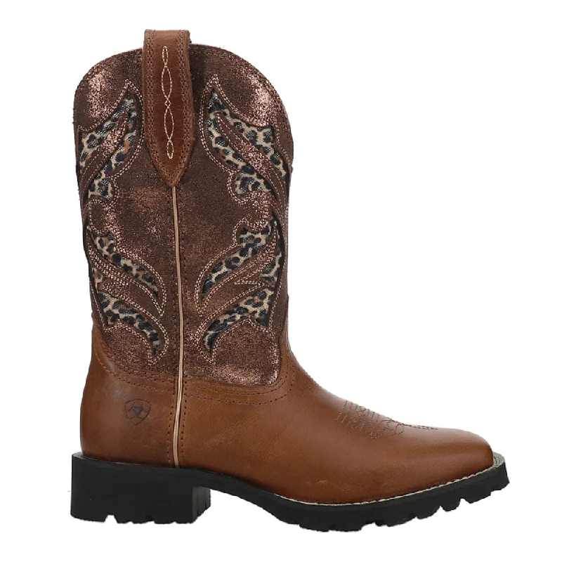 Unbridled Rancher VentTEK Tooled-Inlay Leopard Square Toe Cowboy Boots