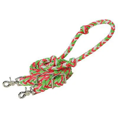 Weaver Leather Lime, White, and Pink Wax Braided Barrel Reins